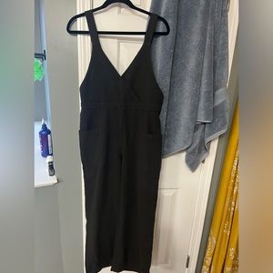 Longway California Overalls Black Organic Cotton V-Neck Jumpsuit Size Med NWT
